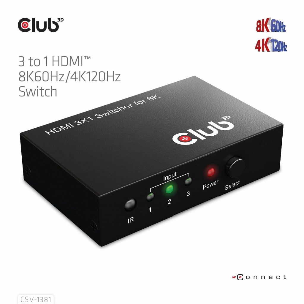 3 to 1 HDMI™ 8K60Hz/4K120Hz Switch