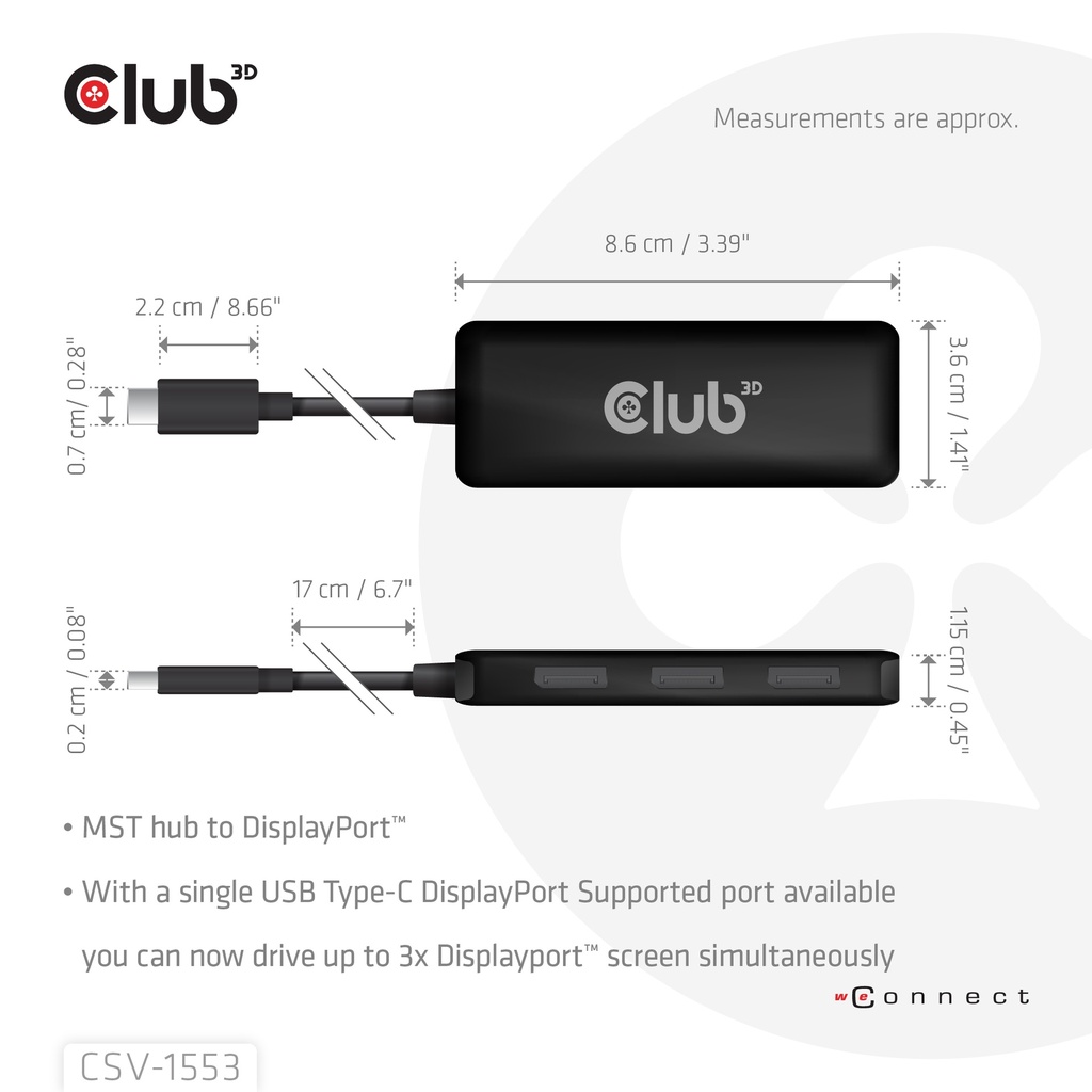 USB-C® to Triple  DisplayPort™  MST Hub 4K60Hz 