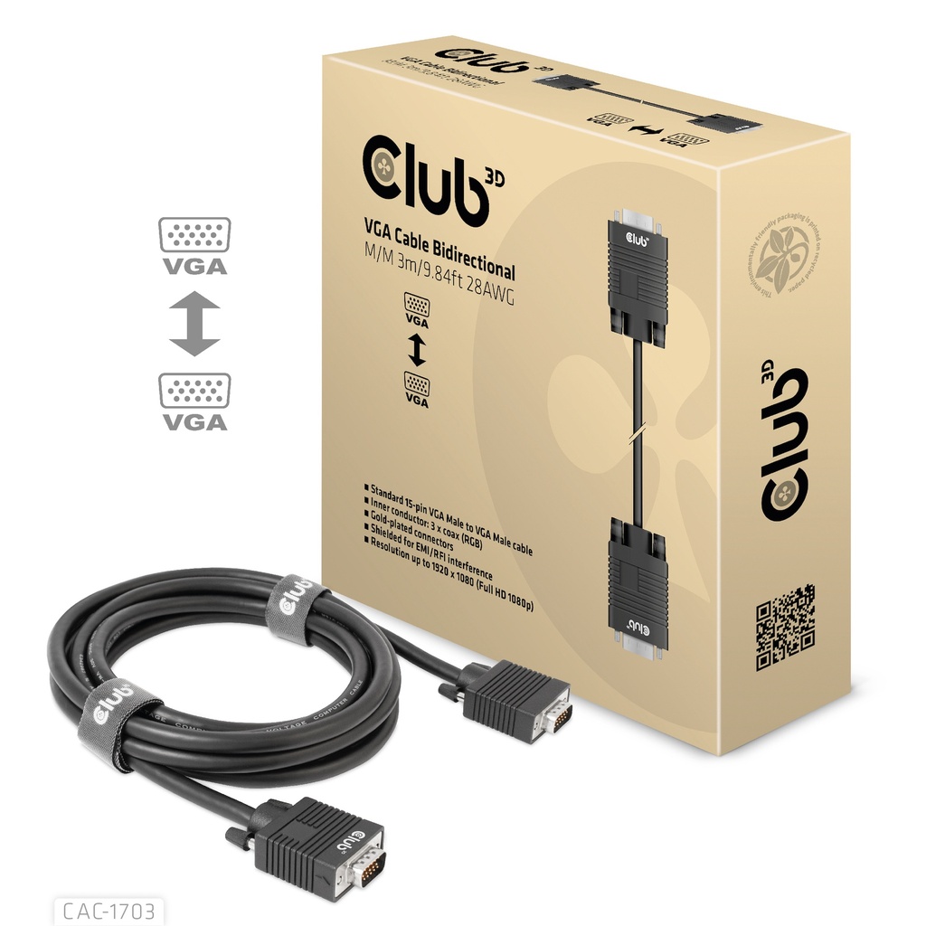 CAC-1703 VGA Cable Bidirectional M/M 3m/9.84ft