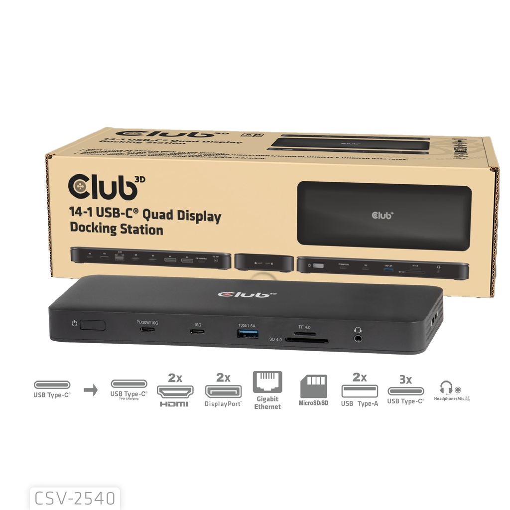 CSV-2540 14‑in‑1 USB‑C® Quad Display Docking Station