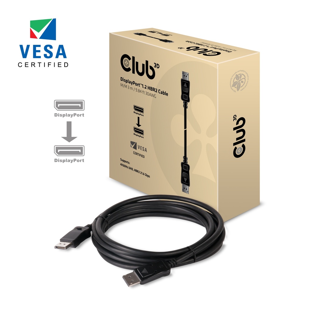 CAC-1064 DisplayPort™ 1.2 HBR2 Cable M/M 3m/9.84ft