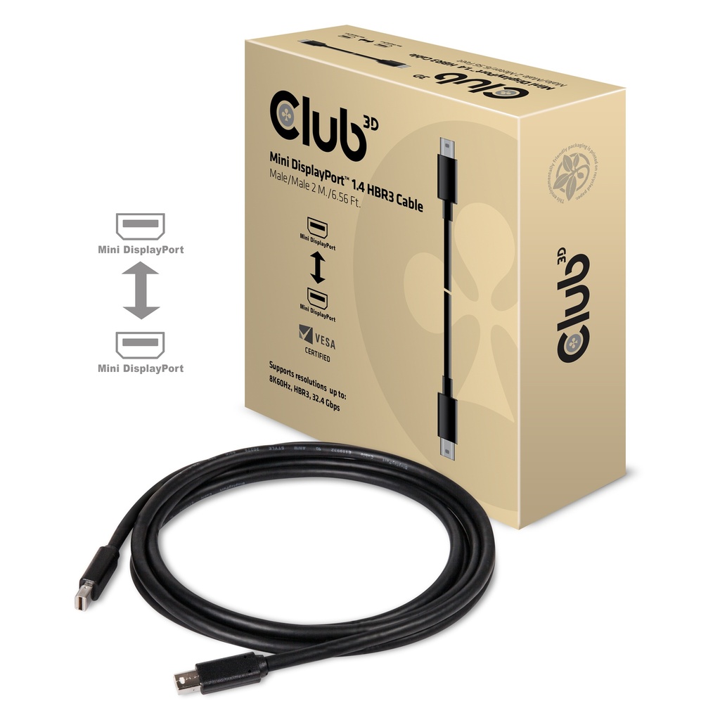 CAC-1164 Mini DisplayPort™ 1.4 HBR3 Cable M/M 2m/6.56ft