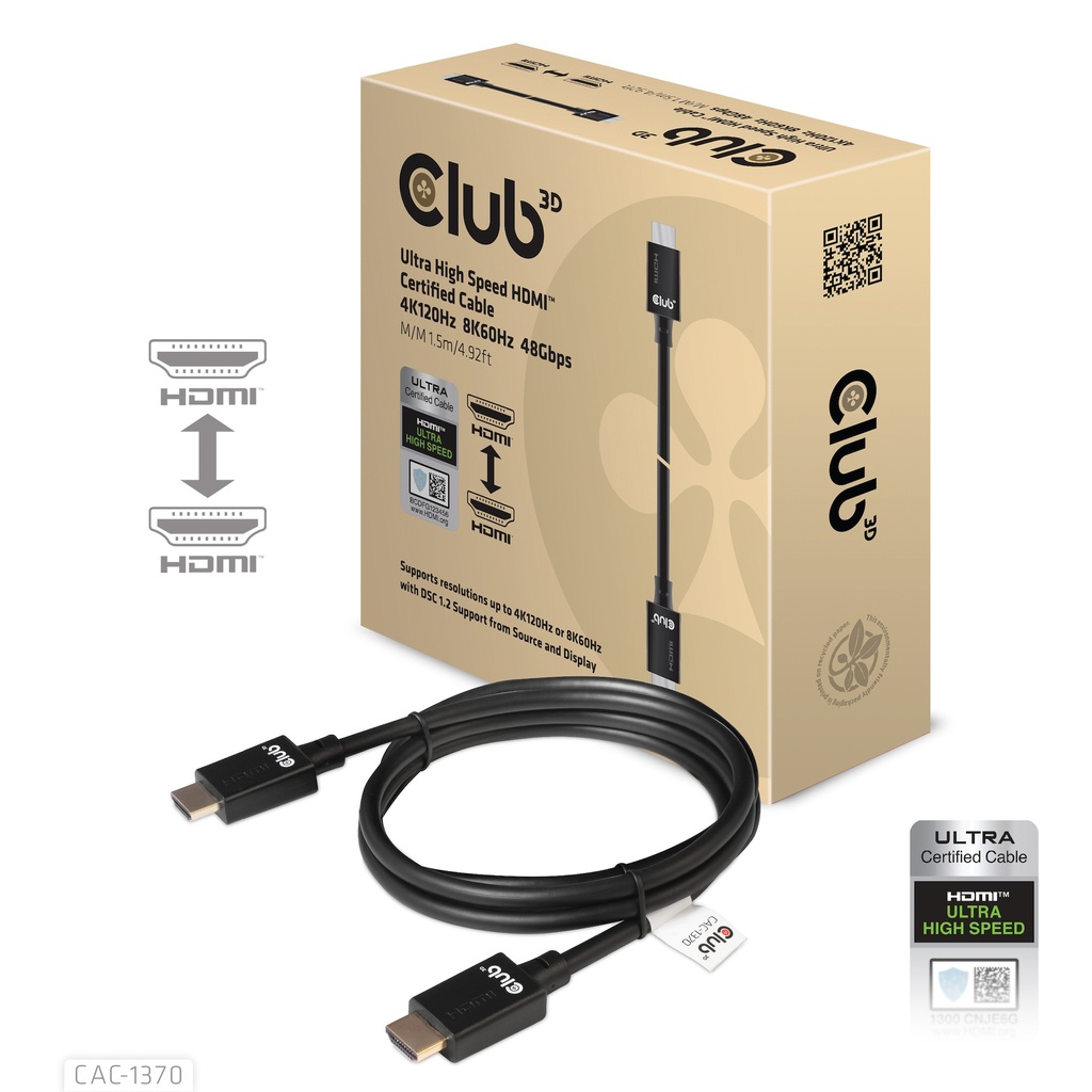 CAC-1370 Ultra High Speed HDMI™ 4K120Hz 8K60Hz Certified Cable 48Gbps 1.5m/4.92ft